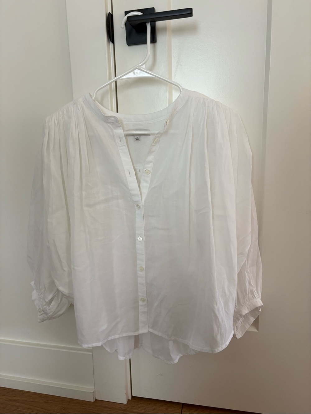 Madewell White Button-Front Peasant Blouse